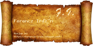 Ferencz Irén névjegykártya